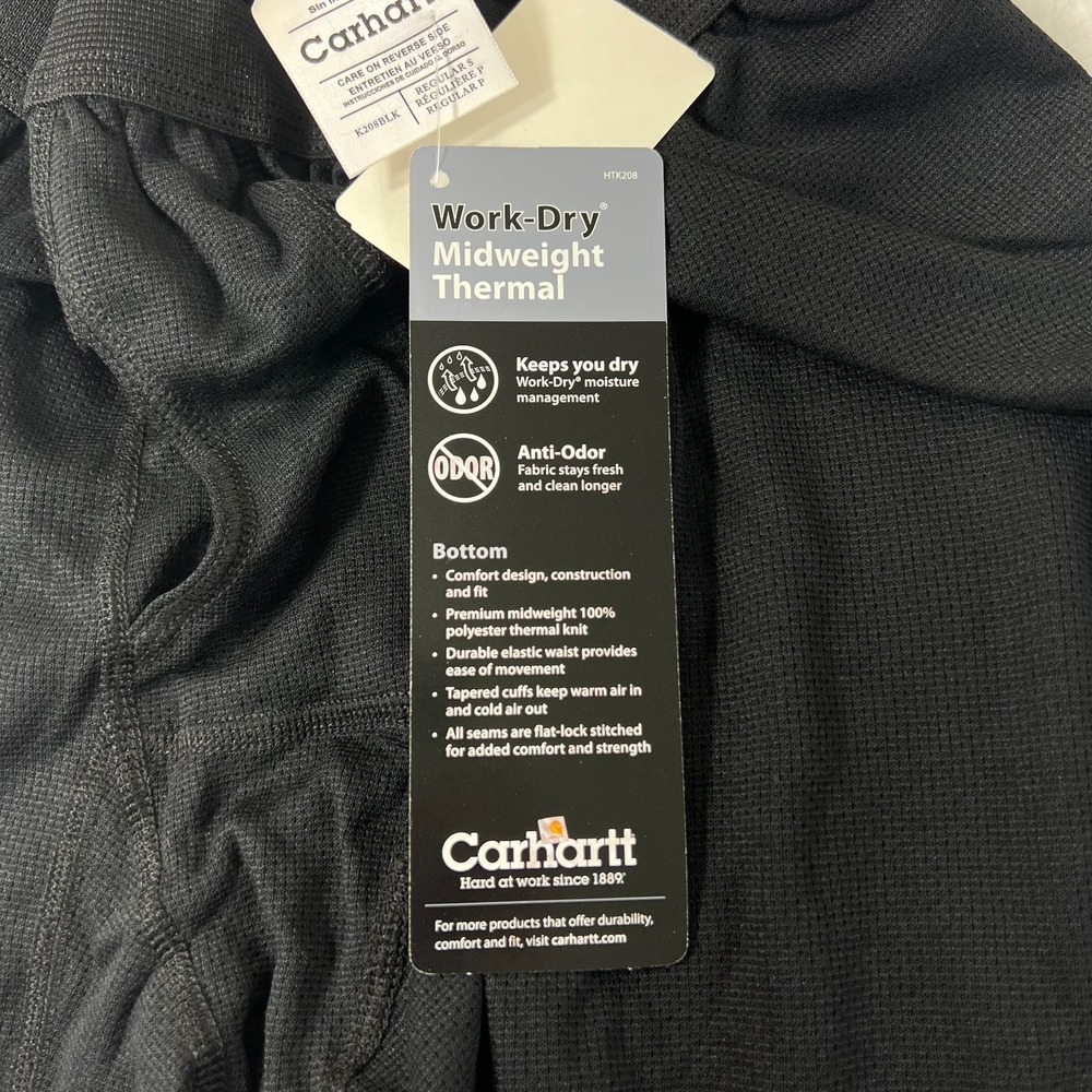 Carhartt Heavyweight Thermal Polyester Crewneck Bottom Black Men's Sz S VTG NWT - Picture 9 of 16